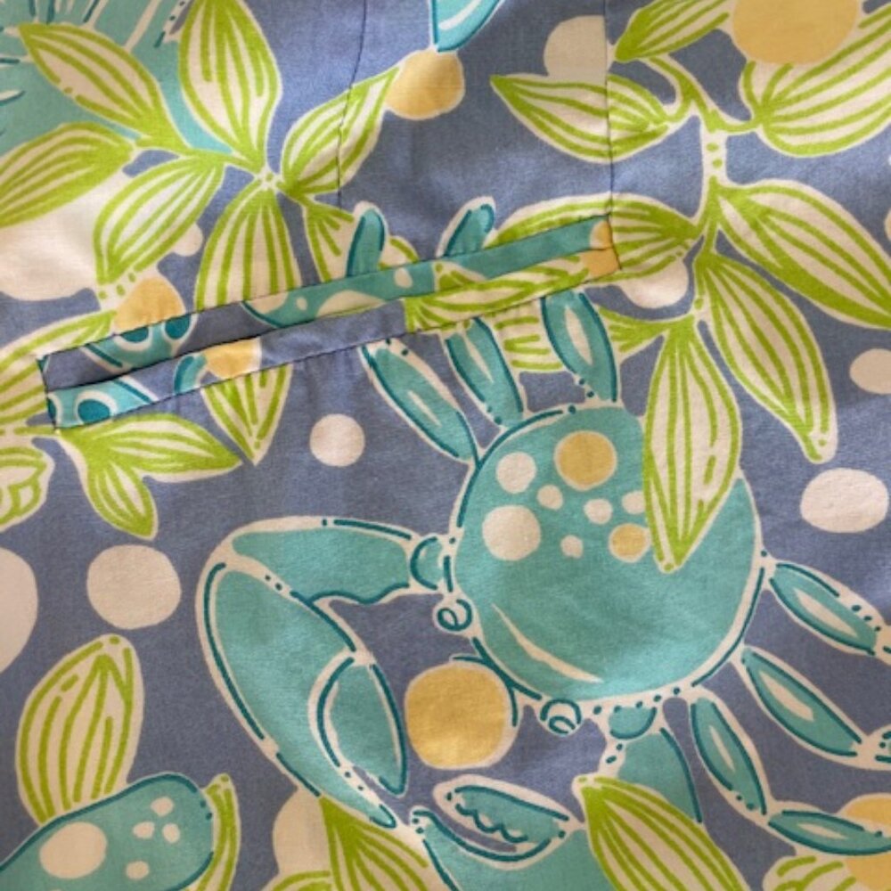 LILLY PULITZER Sweet Blue Crabby Scalloped Hem Skirt White Label Size 10 - Picture 8 of 15